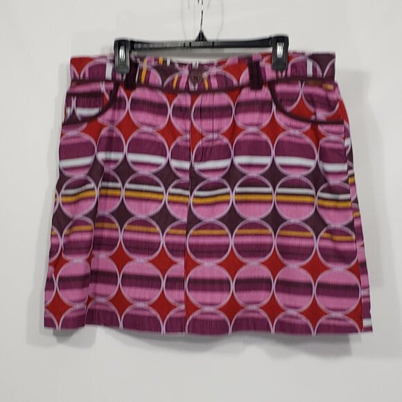 Boden  Pink Purple Red Geometric Circles Corduroy Mini Skirt  Size 18 Retro 60's - Picture 2 of 5